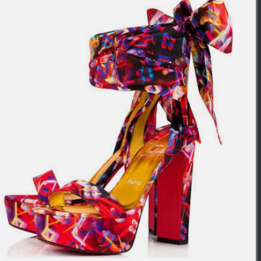 Christian Louboutin platform tie up heels
